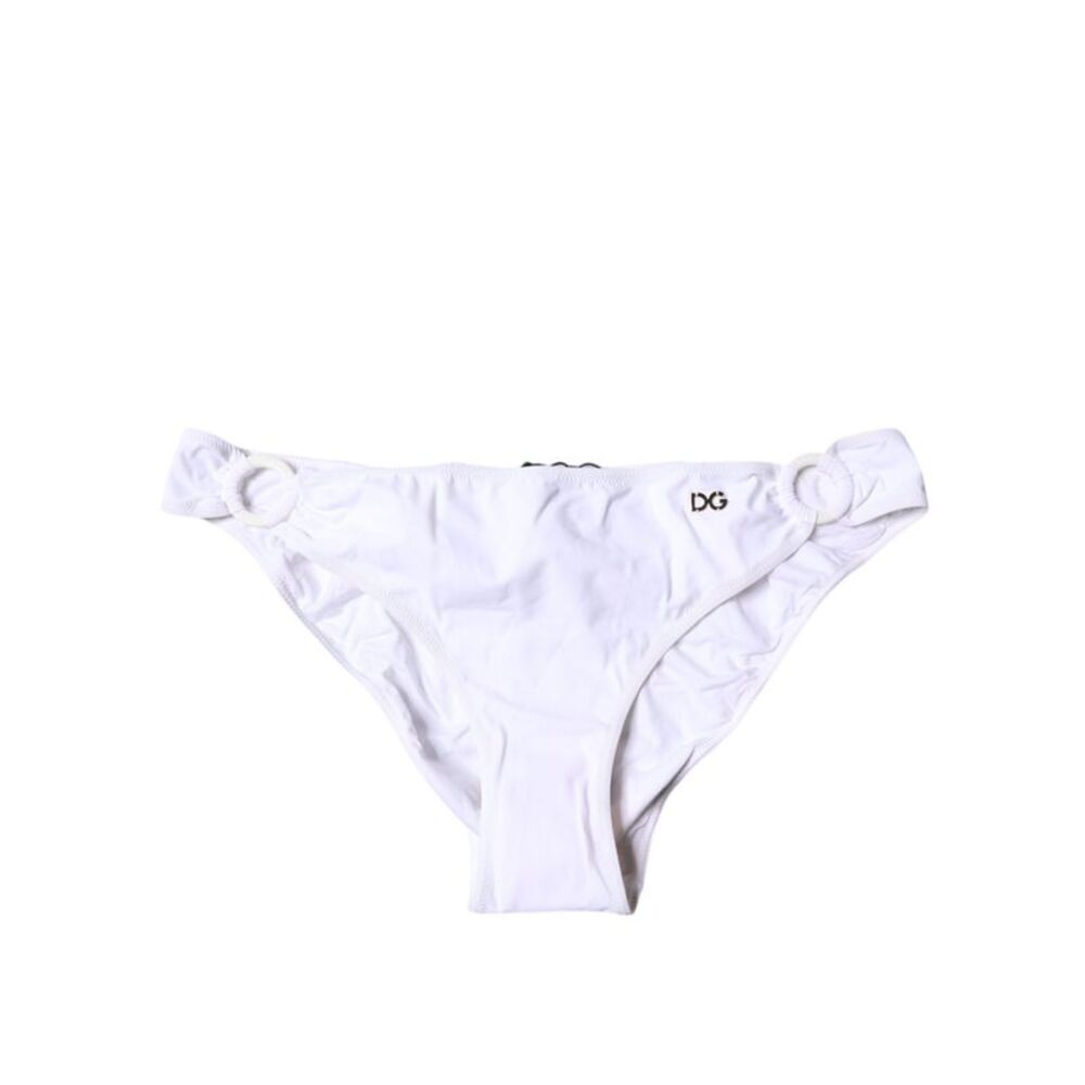 Dolce & Gabbana White Nylon Beachwear Bikini Bottom Women's Swimwear
